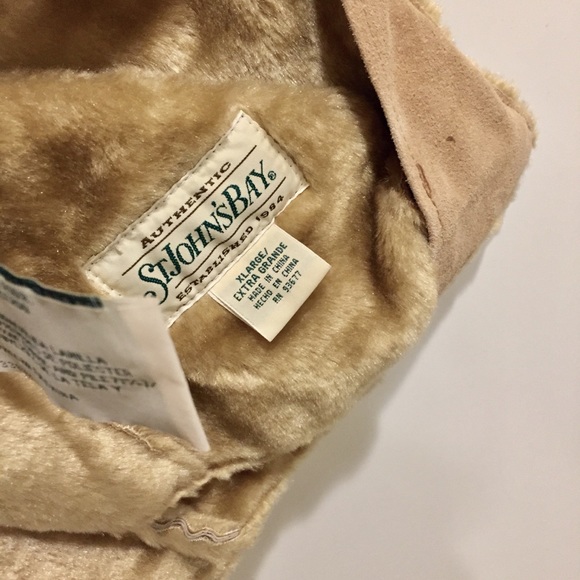 Boho St. John’s Bay leather suede faux fur coat hippie jacket vintage style - Picture 2 of 3